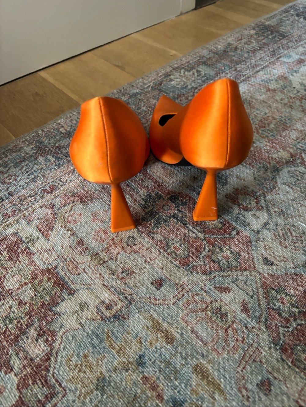 Zara Bright Orange Pointed Toe High Heels - Picture 5 of 8